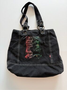 Levi's Black Canvas Tote with Multicolor Graphic